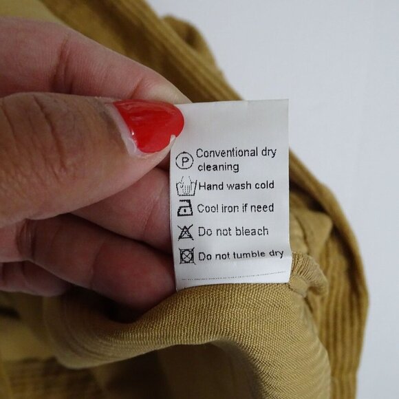 Corduroy Button Up Shirt Jacket Tan Women Size L Long Sleeve Pockets - Picture 8 of 11